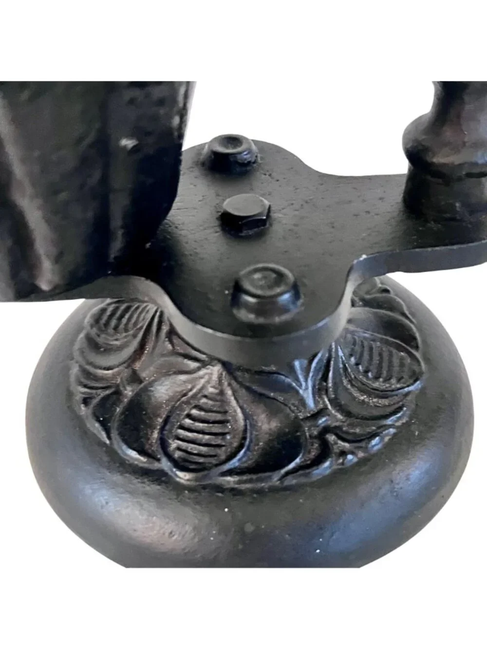 VTG Gothic Black Cast Iron Candle Holder & Scalloped Bowl Cutout Decor